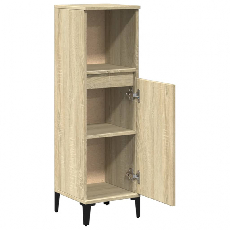 Badschrank Sonoma-Eiche 30x30x100 cm Holzwerkstoff