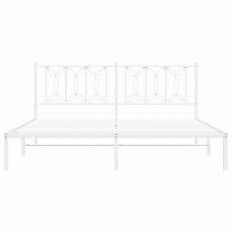 Bettgestell mit Kopfteil Metall Weiß 183x213 cm