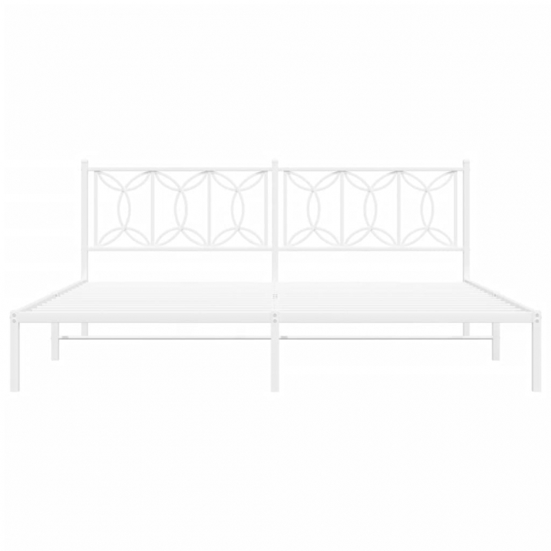 Bettgestell mit Kopfteil Metall Weiß 193x203 cm