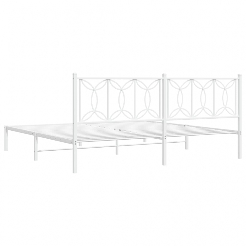 Bettgestell mit Kopfteil Metall Weiß 200x200 cm