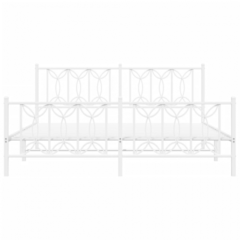 Bettgestell mit Kopf- und Fußteil Metall Weiß 180x200 cm
