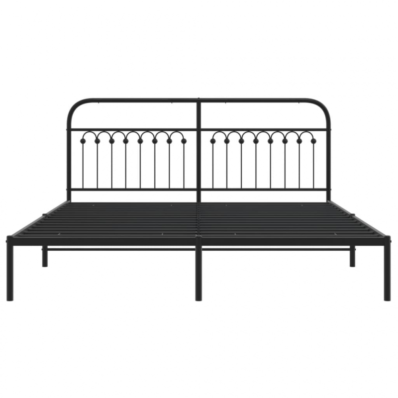 Bettgestell mit Kopfteil Metall Schwarz 183x213 cm