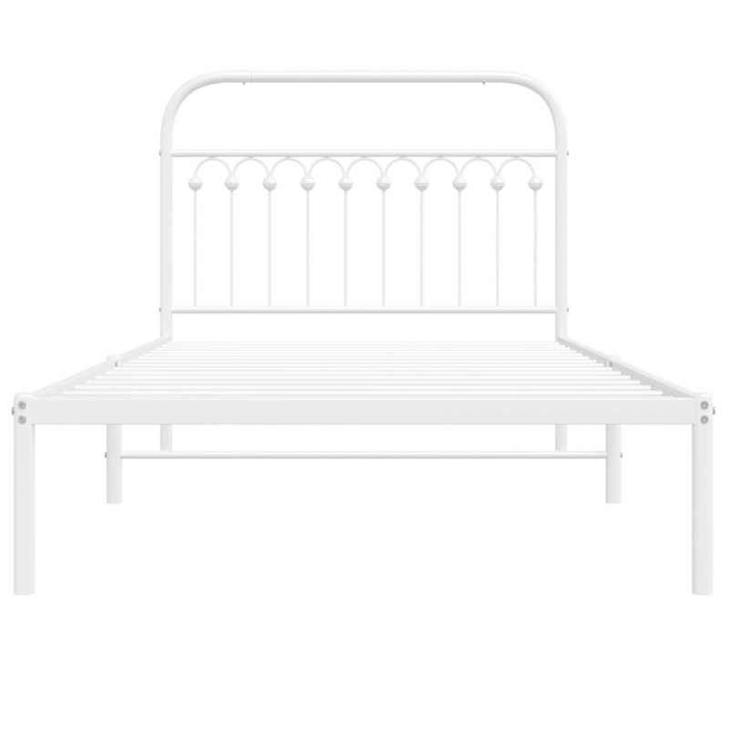 Bettgestell mit Kopfteil Metall Weiß 107x203 cm