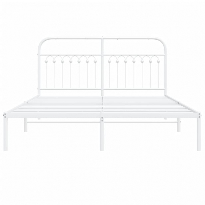 Bettgestell mit Kopfteil Metall Weiß 150x200 cm