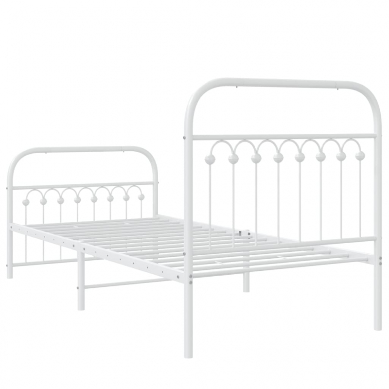 Bettgestell mit Kopf- und Fußteil Metall Weiß 90x190 cm