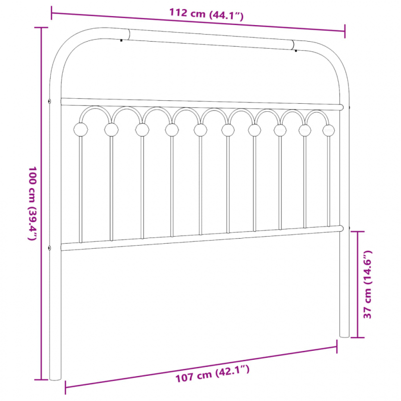 Kopfteil Metall Weiß 107 cm