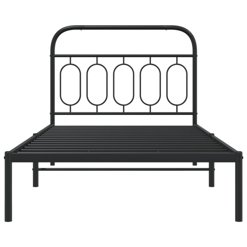 Bettgestell mit Kopfteil Metall Schwarz 100x190 cm