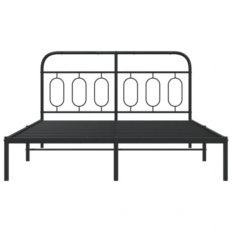Bettgestell mit Kopfteil Metall Schwarz 135x190 cm