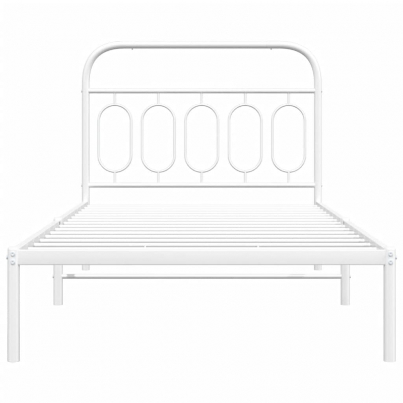 Bettgestell mit Kopfteil Metall Weiß 100x200 cm