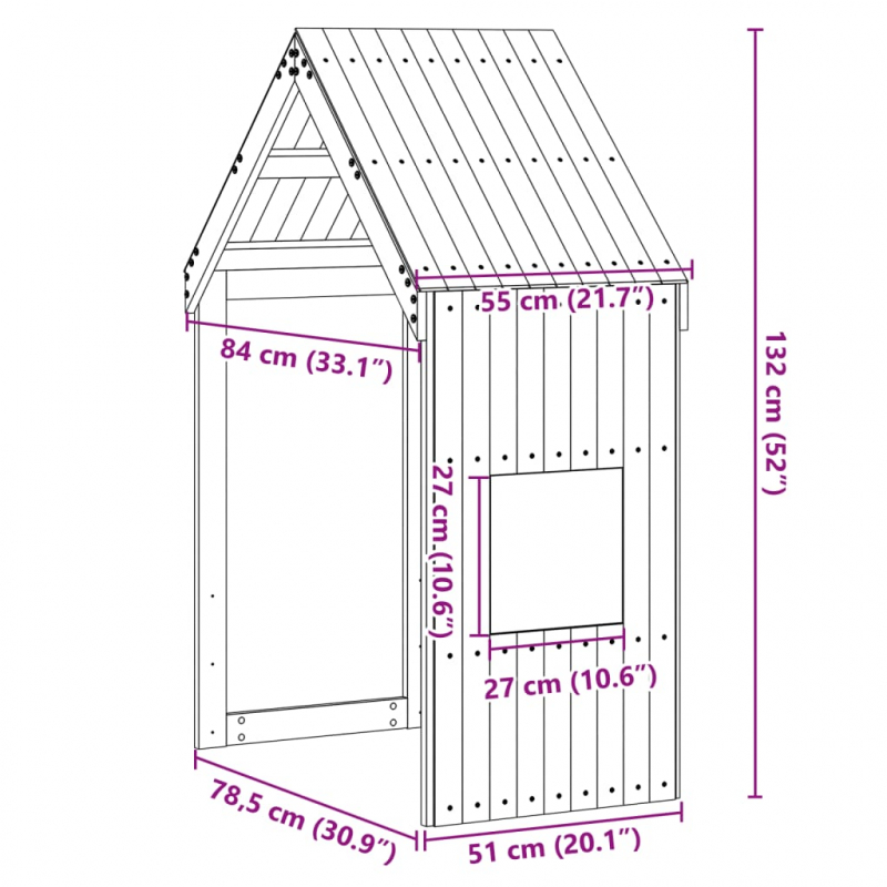 Dach für Kinderbett Wachsbraun 55x84x132 cm Massivholz