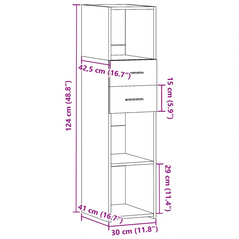 Highboard Betongrau 30x42,5x124 cm Holzwerkstoff