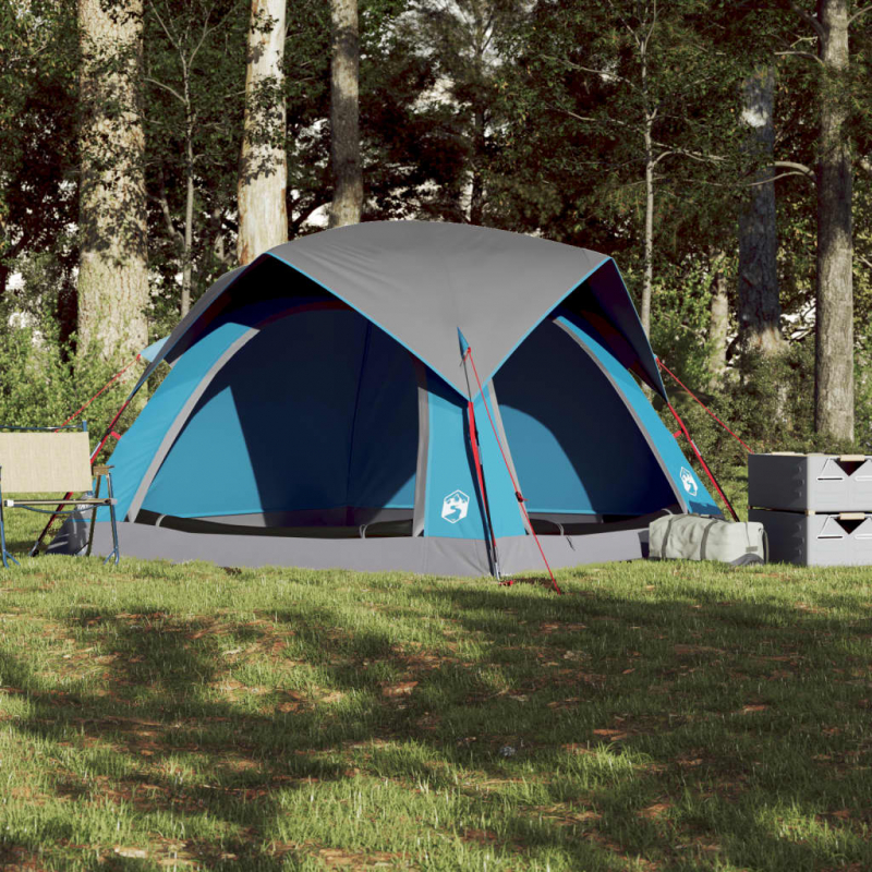 Campingzelt 4 Personen Blau Wasserdicht