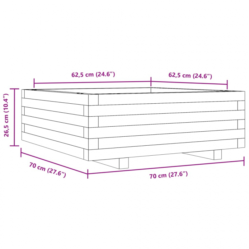 Pflanzkübel 70x70x26,5 cm Kiefernholz Imprägniert