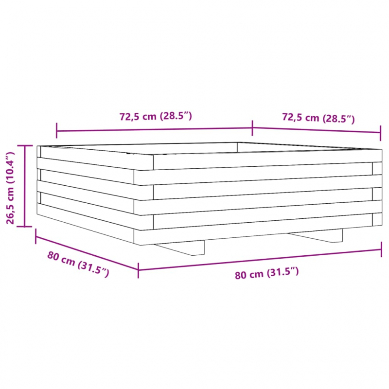 Pflanzkübel 80x80x26,5 cm Massivholz Douglasie