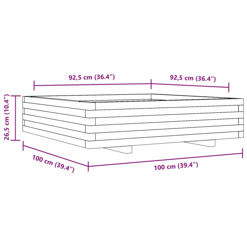 Pflanzkübel 100x100x26,5 cm Massivholz Douglasie