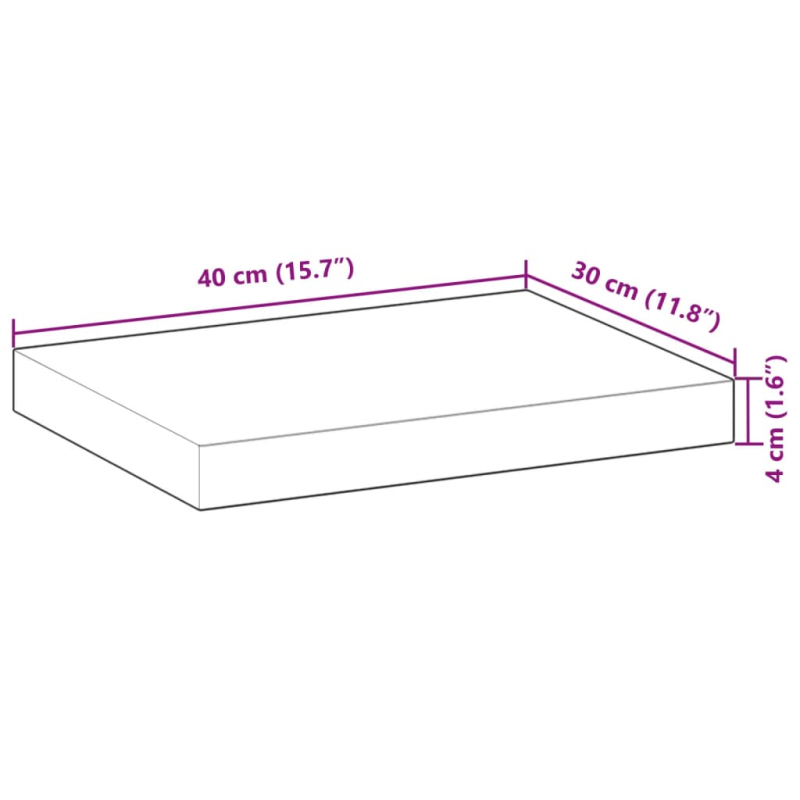 Tischplatte 40x30x4 cm Rechteckig Massivholz Akazie