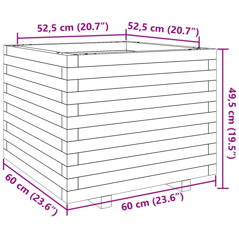 Pflanzkübel 60x60x49,5 cm Massivholz Douglasie