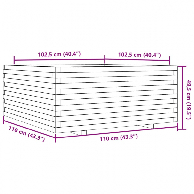 Pflanzkübel 110x110x49,5 cm Massivholz Douglasie