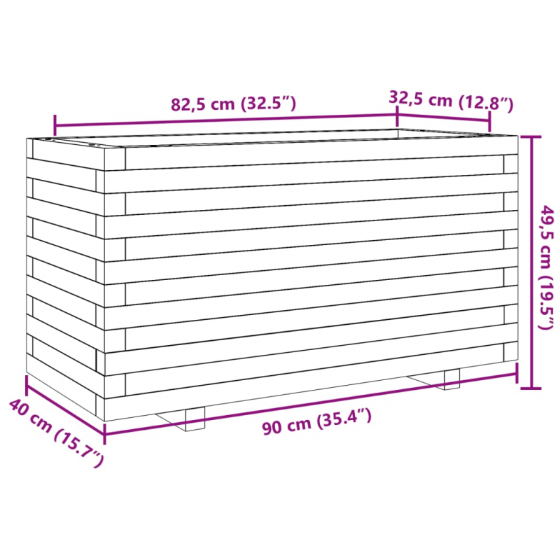 Pflanzkübel 90x40x49,5 cm Massivholz Douglasie