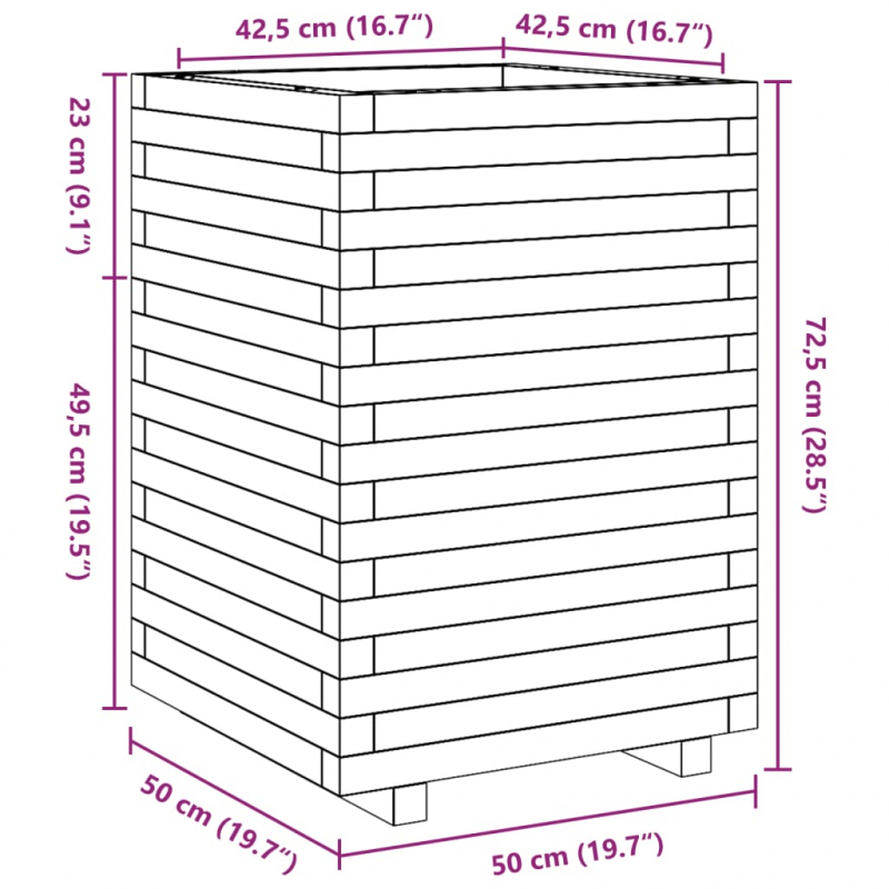 Pflanzkübel 50x50x72,5 cm Kiefernholz Imprägniert