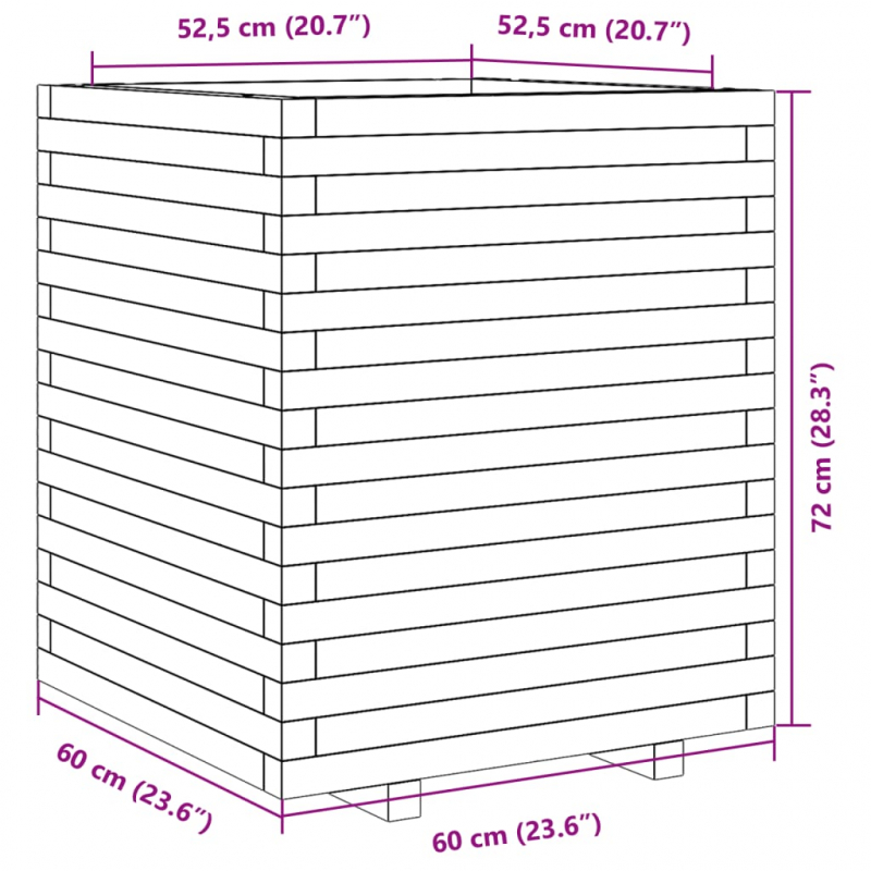 Pflanzkübel 60x60x72 cm Kiefernholz Imprägniert