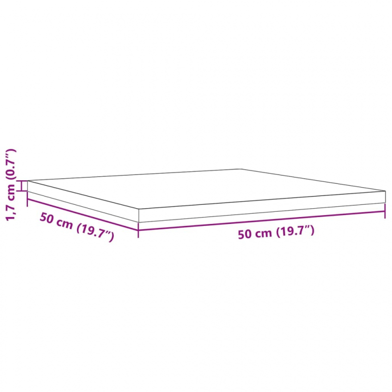 Tischplatte 50x50x1,7 cm Quadratisch Massivholz Kiefer