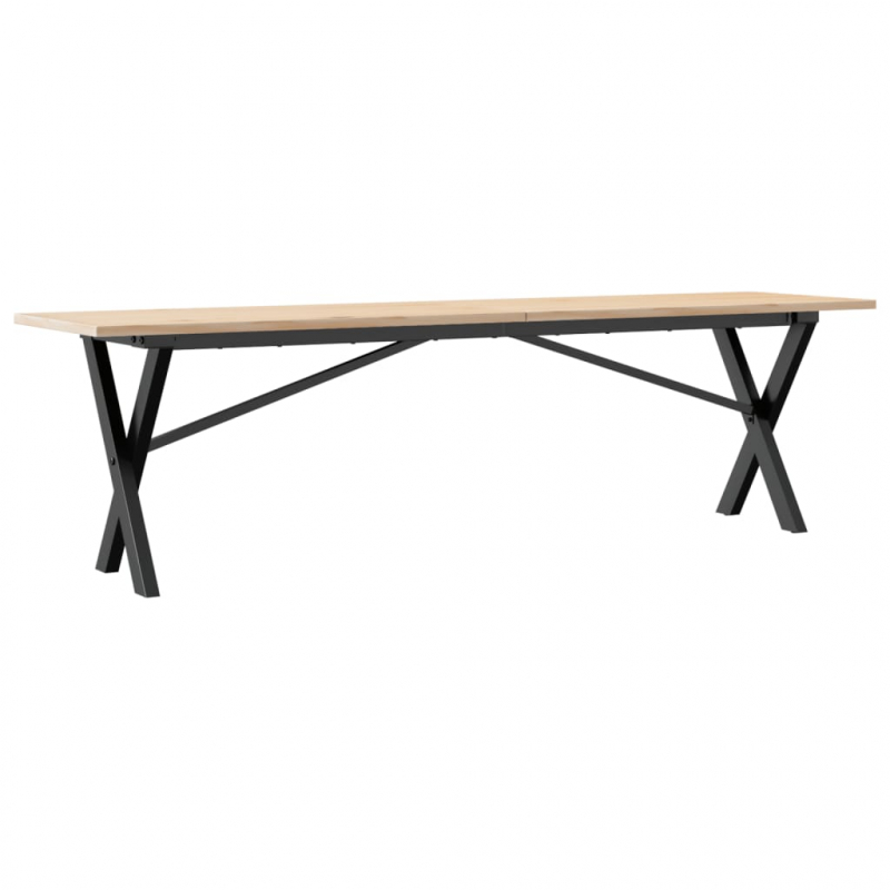 Couchtisch X-Gestell 160x40x45 cm Massivholz Kiefer & Stahl