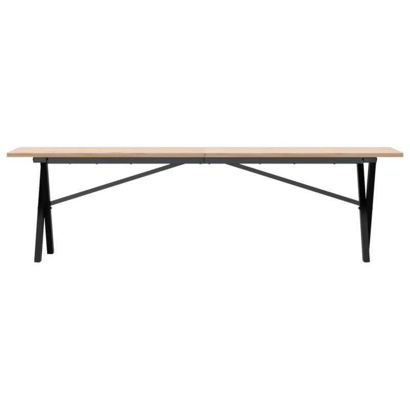 Couchtisch X-Gestell 160x40x45 cm Massivholz Kiefer & Stahl
