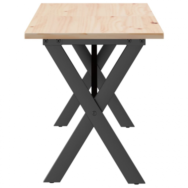 Couchtisch X-Gestell 160x40x45 cm Massivholz Kiefer & Stahl
