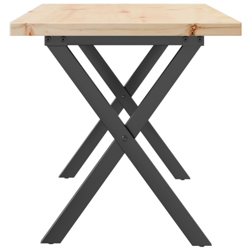 Couchtisch X-Gestell 90x40x45,5cm Massivholz Kiefer & Stahl