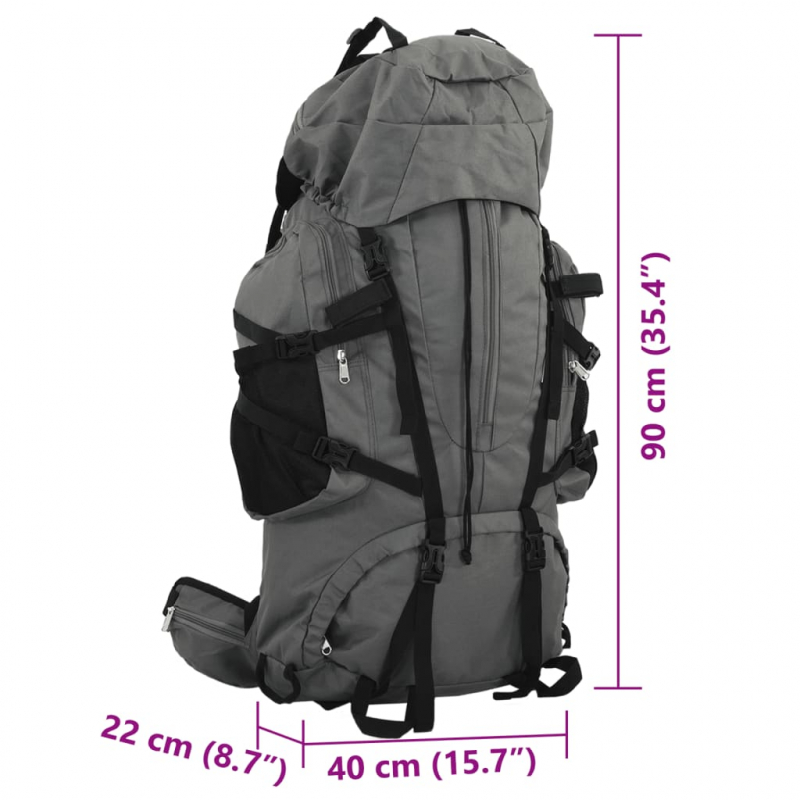 Wanderrucksack Grau 100 L Oxford-Gewebe