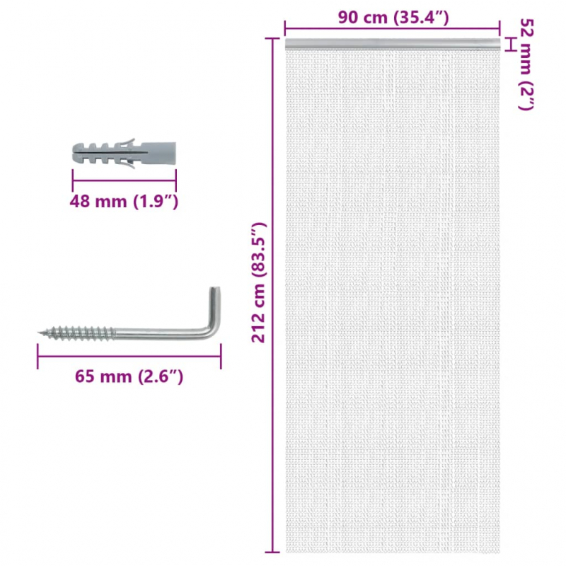 Türvorhang aus Ketten 90x212 cm Aluminium