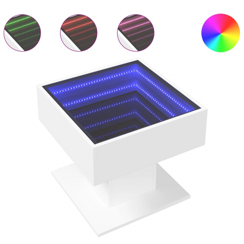 LED-Couchtisch Weiß 50x50x45 cm Holzwerkstoff