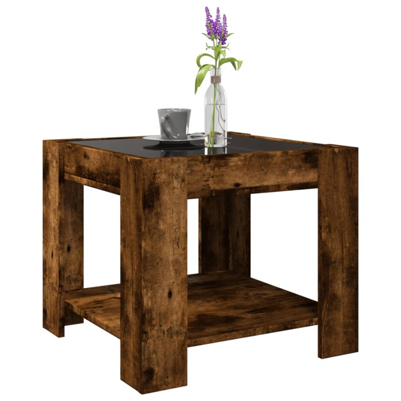 LED-Couchtisch Räuchereiche 53x53x45 cm Holzwerkstoff