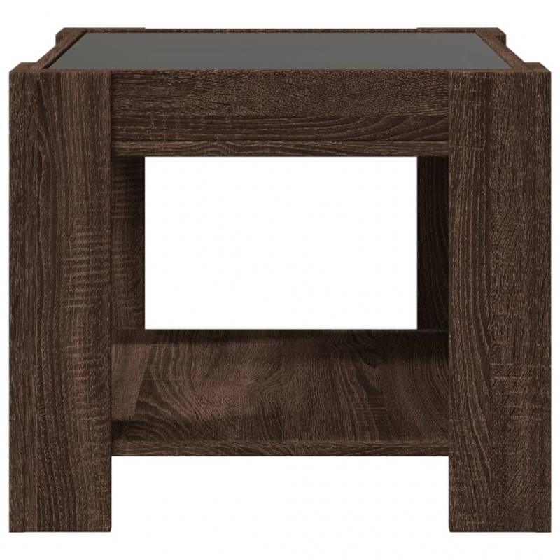 LED-Couchtisch Braun Eichen-Optik 53x53x45 cm Holzwerkstoff