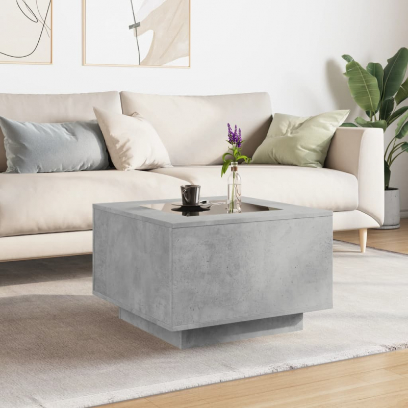 LED-Couchtisch Betongrau 60x60x40 cm Holzwerkstoff