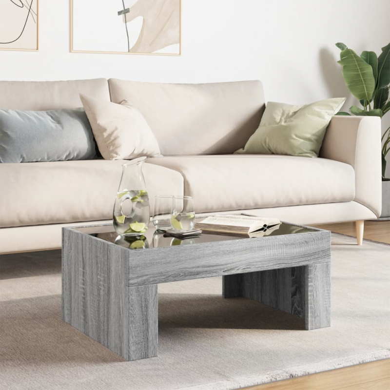 Couchtisch mit Infinity-LED Grau Sonoma 70x50x30 cm