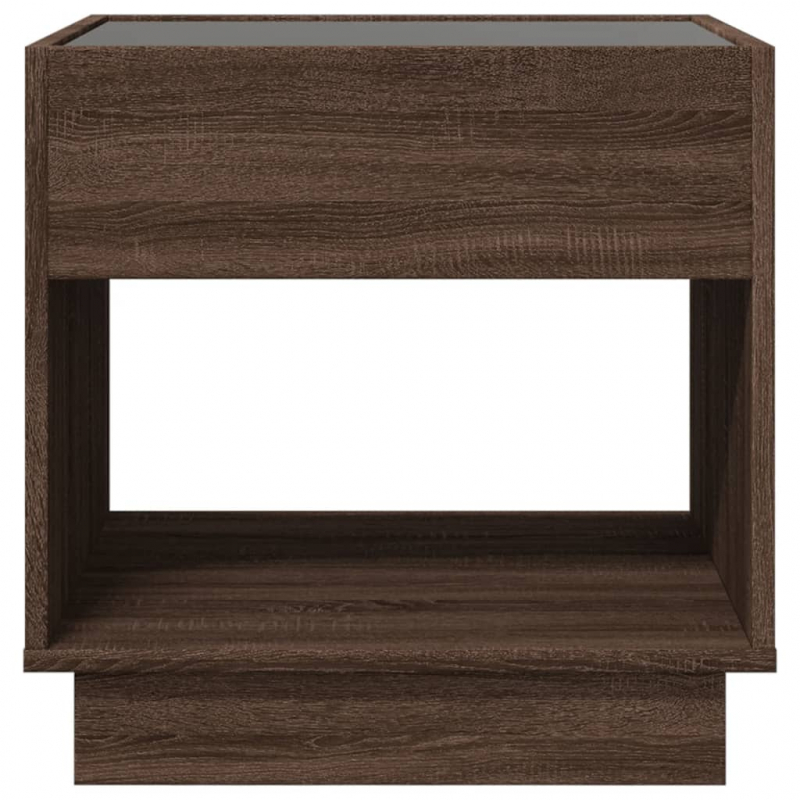 Couchtisch mit Infinity-LED Braun Eichen-Optik 50x50x50 cm