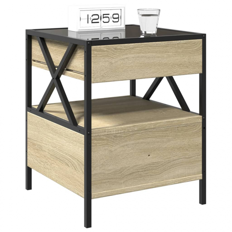 Nachttisch mit Infinity-LED Sonoma-Eiche 40x40x51 cm