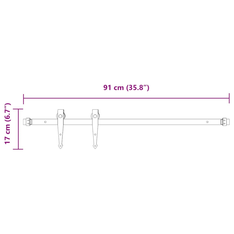 Schiebetürbeschlag Set für Schranktüren 91 cm Karbonstahl