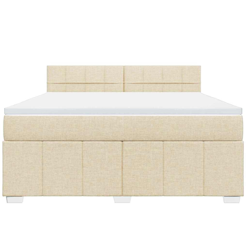 Boxspringbett mit Matratze Creme 180x200 cm Stoff