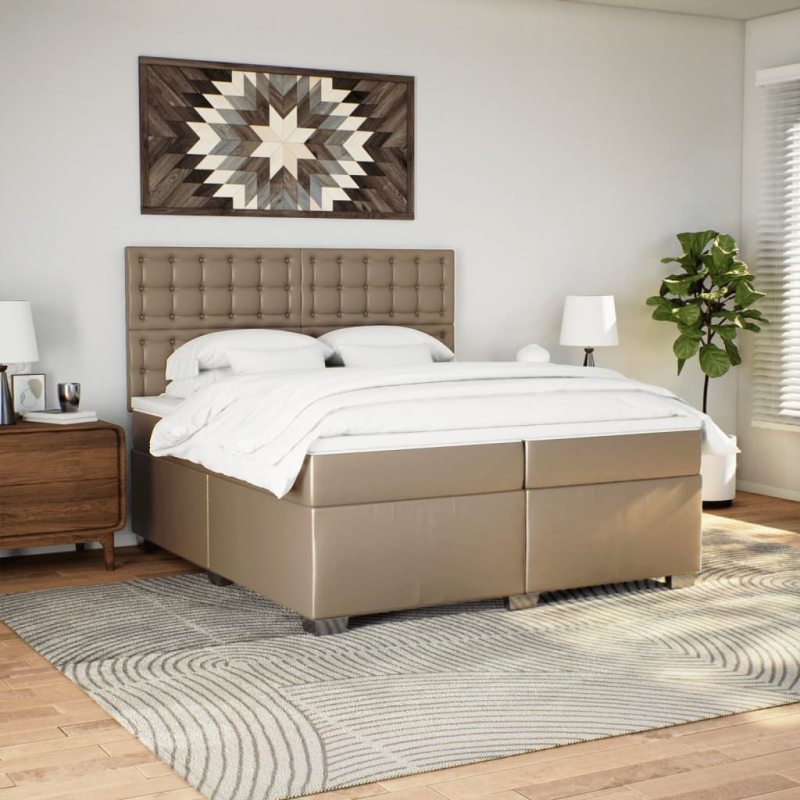 Boxspringbett Matratze Cappuccino-Braun 200x200cm Kunstleder