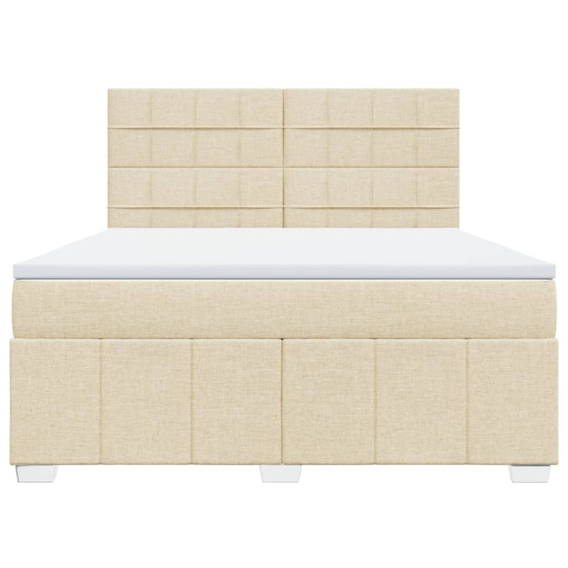 Boxspringbett mit Matratze Creme 180x200 cm Stoff