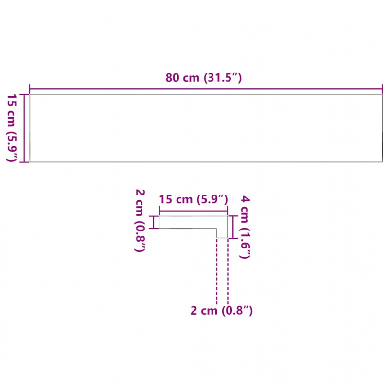 Fensterbänke 2 Stk. Unbehandelt 80x15x2 cm Massivholz Eiche
