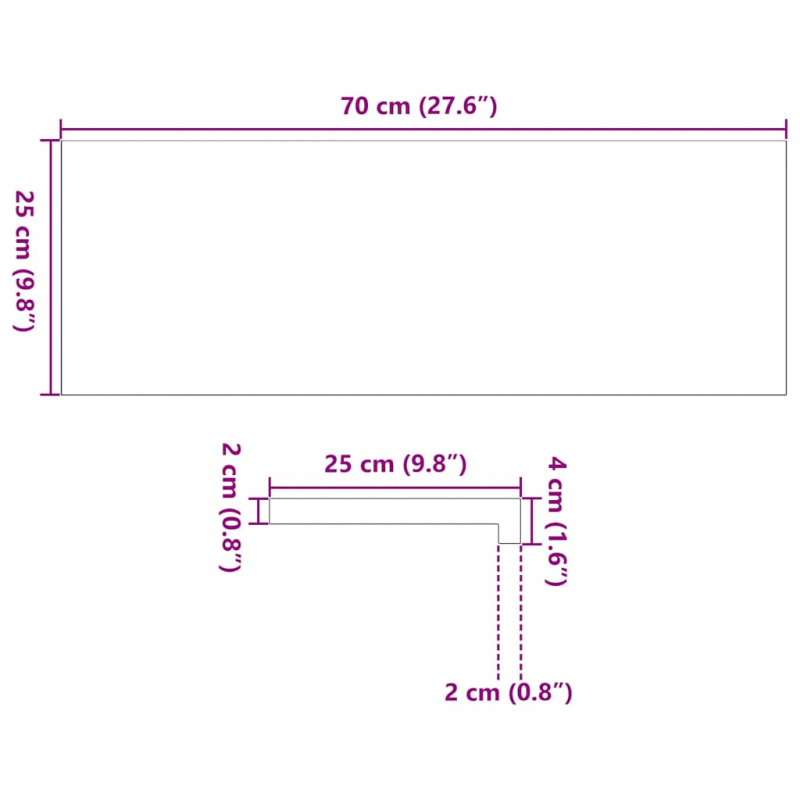 Fensterbänke 2 Stk. Unbehandelt 70x25x2 cm Massivholz Eiche