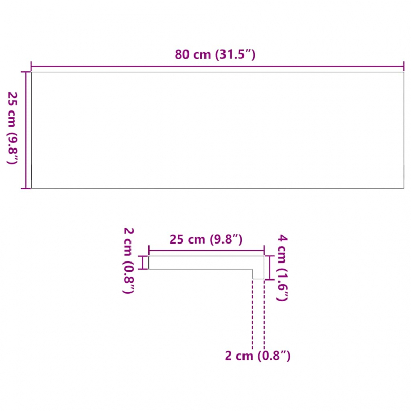Fensterbänke 2 Stk. Unbehandelt 80x25x2 cm Massivholz Eiche