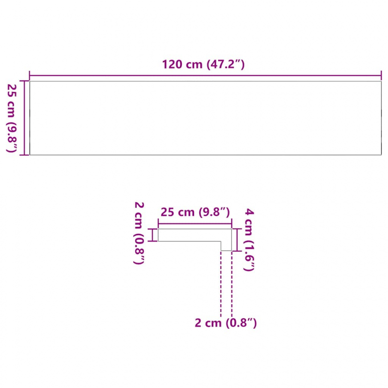 Fensterbänke 2 Stk. Unbehandelt 120x25x2 cm Massivholz Eiche