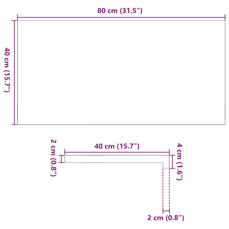 Fensterbänke 2 Stk. Unbehandelt 80x40x2 cm Massivholz Eiche