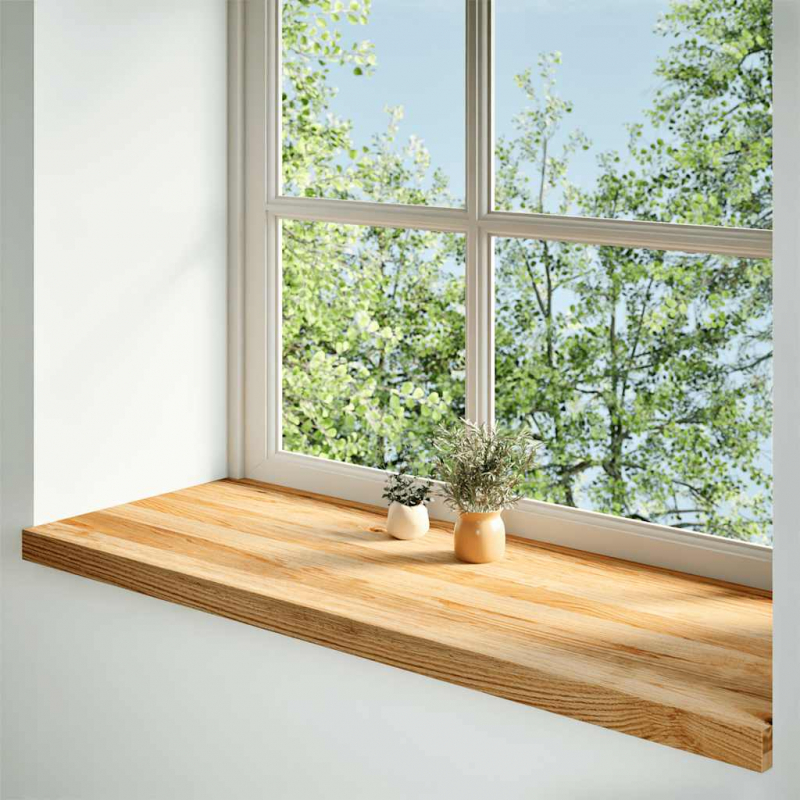 Fensterbänke 2 Stk. Hellbraun 100x40x2 cm Massivholz Eiche