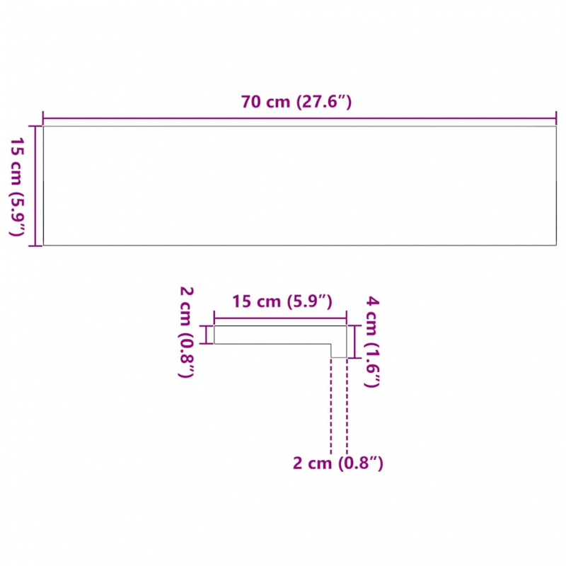 Fensterbänke 2 Stk. Dunkelbraun 70x15x2 cm Massivholz Eiche